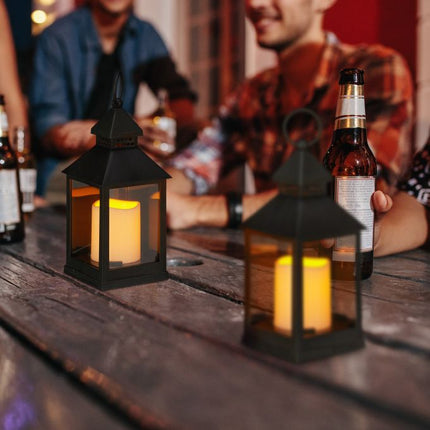 Lantaarn met LED kaars Op Batterijen Binnen &amp; Buiten 24 cm