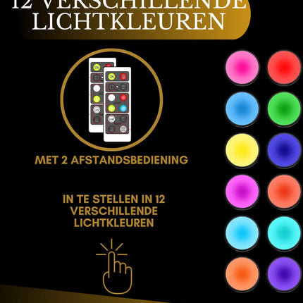 Druklamp met Afstandsbediening Op Batterijen Kastverlichting Trapverlichting Nachtlampje  RGB Zwart 6 Stuks