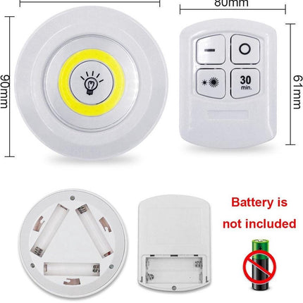 Pressure Lamp with Remote Control on Batteries Cabinet Lighting Stair Lighting Night Light White 3 Pieces