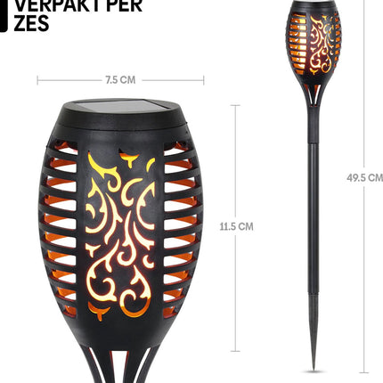 Solar Tuinverlichting Op Zonne-Energie Met Vlam Effect 12 Stuks