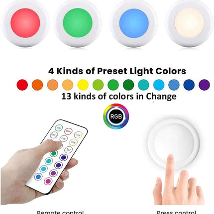 Druklamp met Afstandsbediening Oplaadbaar Kastverlichting Trapverlichting Nachtlampje RGB Wit 6 Stuks