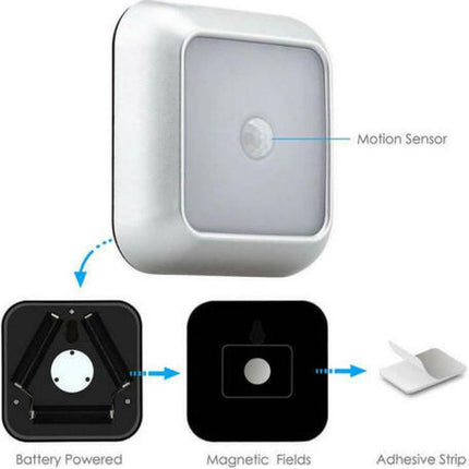 LED Lighting on batteries with motion sensor, cabinet lighting, stair lighting, night light, silver, 3 pieces