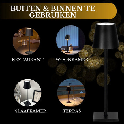 Rechargeable Table Lamp Black Dimmable 36CM Aluminum Desk Lamp Table Lamp Bedroom IP54 4 Pieces