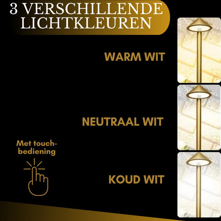 Rechargeable Table Lamp Gold Dimmable 29CM Aluminum Desk Lamp Table Lamp Bedroom 2 Pieces