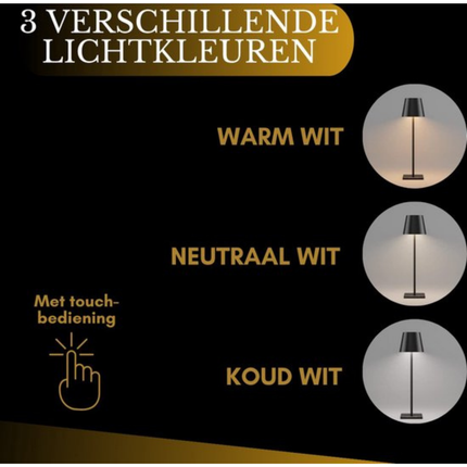 Oplaadbare Tafellamp Goud Dimbaar 26CM Aluminium Bureaulamp Waterdicht