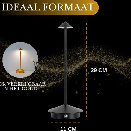 Oplaadbare Tafellamp Zwart Dimbaar 29CM Aluminium Bureaulamp Tafellamp Slaapkamer