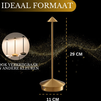 Oplaadbare Tafellamp Goud Dimbaar 29CM Aluminium Bureaulamp Tafellamp Slaapkamer