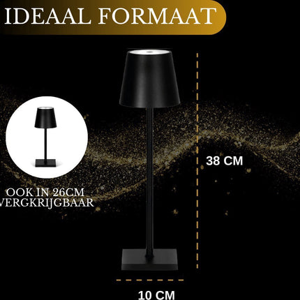 Oplaadbare Tafellamp Zwart Dimbaar 36CM Aluminium Bureaulamp Tafellamp Slaapkamer IP54