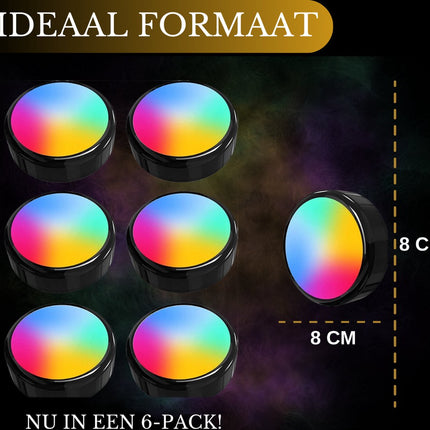 Druklamp met Afstandsbediening Op Batterijen Kastverlichting Trapverlichting Nachtlampje  RGB Zwart 6 Stuks
