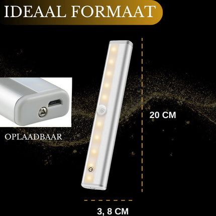 Druklamp met Afstandsbediening Oplaadbaar 20CM Kastverlichting Trapverlichting Keukenverlichting Zilver 6 Stuks
