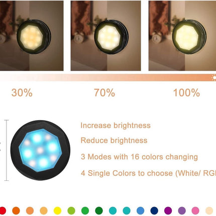 Druklamp met Afstandsbediening Oplaadbaar Kastverlichting Trapverlichting Keukenverlichting RGB Zwart 6 Stuks