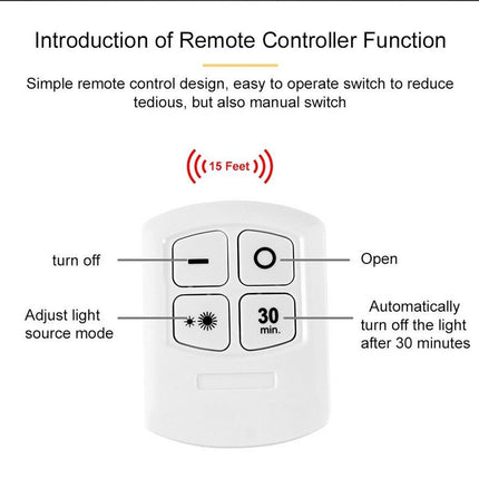 Pressure Lamp with Remote Control on Batteries Cabinet Lighting Stair Lighting Night Light White 3 Pieces