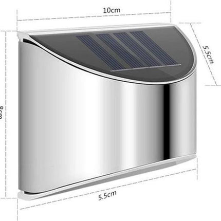 Buitenlamp RVS Zonne-Energie Wandlamp Tuinverlichting 6 Stuks