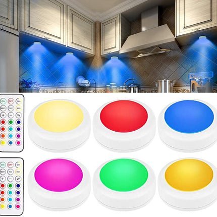 Druklamp met Afstandsbediening Oplaadbaar Kastverlichting Trapverlichting Nachtlampje RGB Wit 6 Stuks