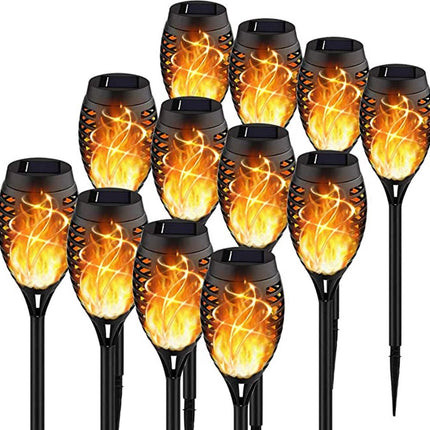 Solar Tuinverlichting Op Zonne-Energie Met Vlam Effect 12 Stuks
