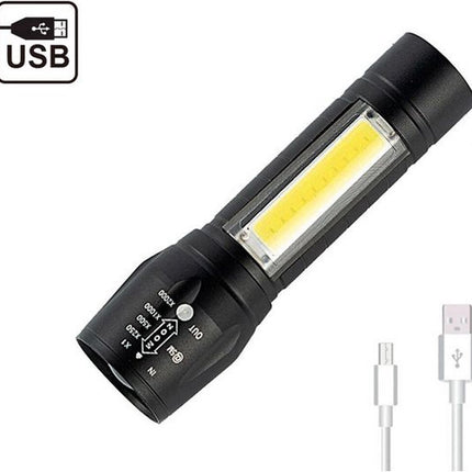 Rechargeable 3W COB Aluminum Flashlight with Side Light