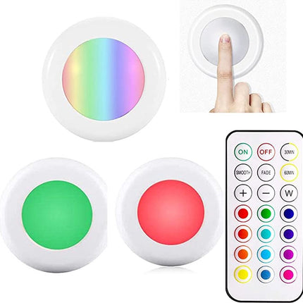 Druklamp met Afstandsbediening Oplaadbaar Kastverlichting Trapverlichting Nachtlampje RGB Wit 6 Stuks