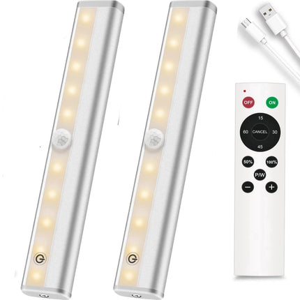 Druklamp met Afstandsbediening Oplaadbaar 20CM Kastverlichting Trapverlichting Keukenverlichting Zilver 2 Stuks