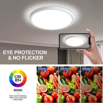 LED Deckenleuchte 1350 Lumen 2700k Ø22cm Weiß Rund 18W