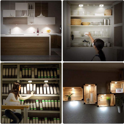 Push button lamp with remote control on batteries, cabinet lighting, stair lighting, night light RGB white, 6 pieces