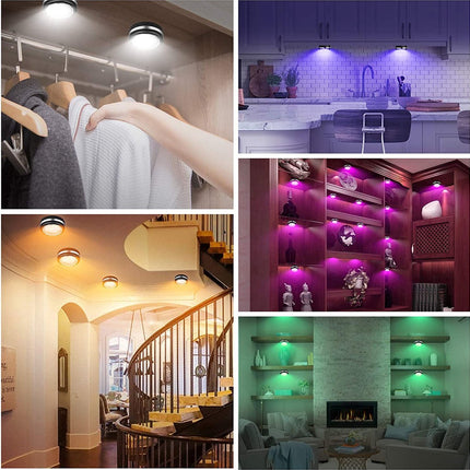 Druklamp met Afstandsbediening Oplaadbaar Kastverlichting Trapverlichting Keukenverlichting RGB Zwart 6 Stuks