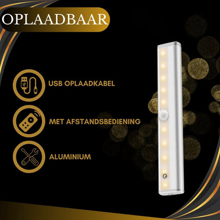 Druklamp met Afstandsbediening Oplaadbaar 20CM Kastverlichting Trapverlichting Keukenverlichting Zilver 6 Stuks
