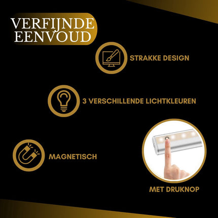Druklamp met Afstandsbediening Oplaadbaar 20CM Kastverlichting Trapverlichting Keukenverlichting Zilver 2 Stuks