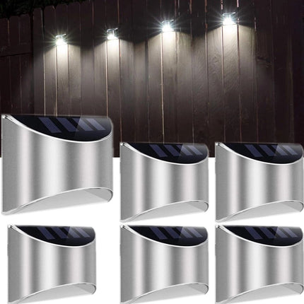 Buitenlamp RVS Zonne-Energie Wandlamp Tuinverlichting 6 Stuks