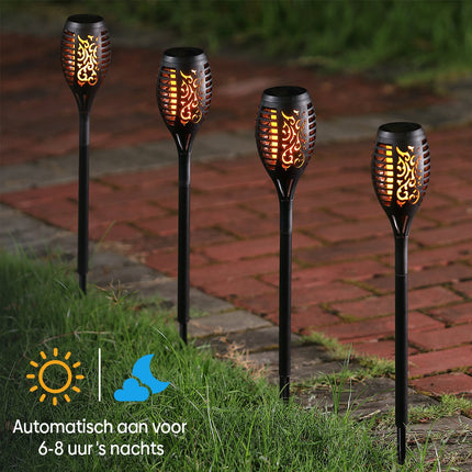 Solar Tuinverlichting Op Zonne-Energie Met Vlam Effect 12 Stuks