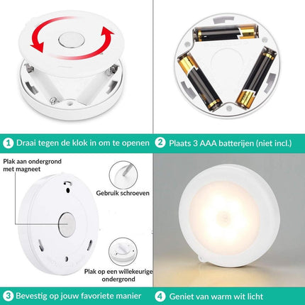 Push button lamp with remote control on batteries, cabinet lighting, stair lighting, night light RGB white, 6 pieces