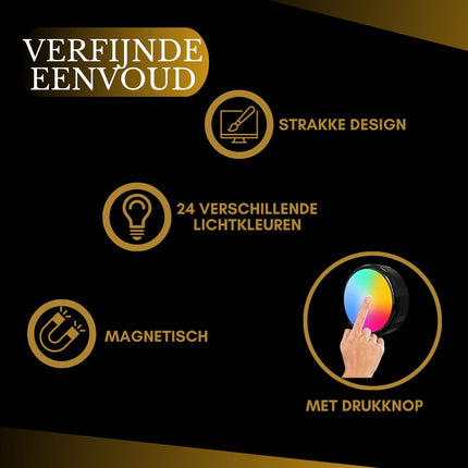 Druklamp met Afstandsbediening Op Batterijen Kastverlichting Trapverlichting Nachtlampje  RGB Zwart 6 Stuks