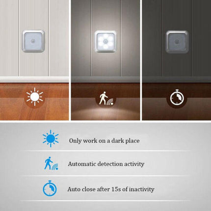 LED Lighting on batteries with motion sensor, cabinet lighting, stair lighting, night light, silver, 3 pieces