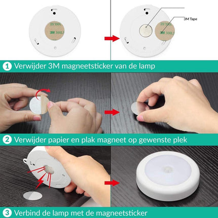 LED Verlichting Op Batterijen Met Beweginssensor Nachtlampje Kastverlichting Trapverlichting Wit