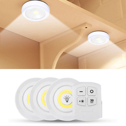 Pressure Lamp with Remote Control on Batteries Cabinet Lighting Stair Lighting Night Light White 3 Pieces