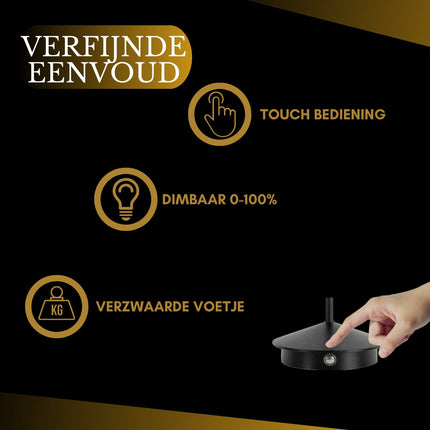 Oplaadbare Tafellamp Zwart Dimbaar 29CM Aluminium Bureaulamp Tafellamp Slaapkamer 2 Stuks