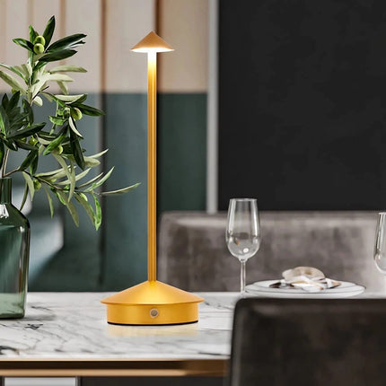 Rechargeable Table Lamp Gold Dimmable 29CM Aluminum Desk Lamp Table Lamp Bedroom 2 Pieces