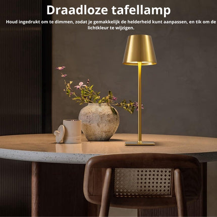 Oplaadbare Tafellamp Goud Dimbaar 36CM Aluminium Bureaulamp Tafellamp Slaapkamer IP54