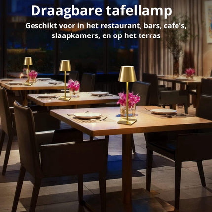 Oplaadbare Tafellamp Goud Dimbaar 36CM Aluminium Bureaulamp Tafellamp Slaapkamer IP54 2 Stuks