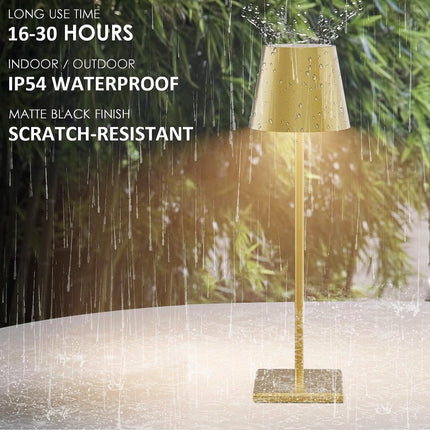 Oplaadbare Tafellamp Goud Dimbaar 36CM Aluminium Bureaulamp Tafellamp Slaapkamer IP54 2 Stuks