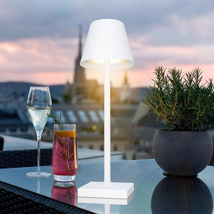 Oplaadbare Tafellamp Wit Dimbaar 36CM Aluminium Bureaulamp Tafellamp Slaapkamer IP54 2 Stuks