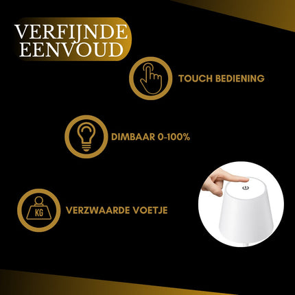 Oplaadbare Tafellamp Wit Dimbaar 36CM Aluminium Bureaulamp Tafellamp Slaapkamer IP54 4 Stuks