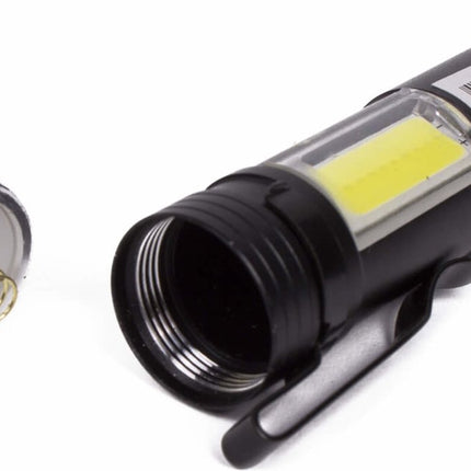 1W COB Pocket-Sized Aluminum Battery-Powered Flashlight with Side Lamp