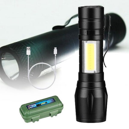 Rechargeable 1W COB Aluminum Pocket Flashlight with Side Light