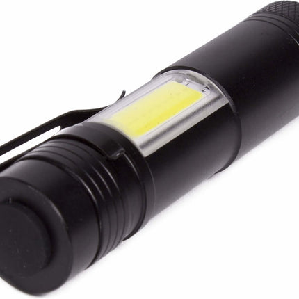 1W COB Pocket-Sized Aluminum Battery-Powered Flashlight with Side Lamp