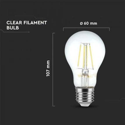 E27 LED Filament Lamp 4 Watt Transparant A60 2200K Warm Wit Licht