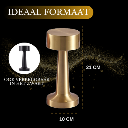 Oplaadbare Tafellamp Goud Dimbaar 21CM Aluminium Bureaulamp Tafellamp Slaapkamer 2 Stuks