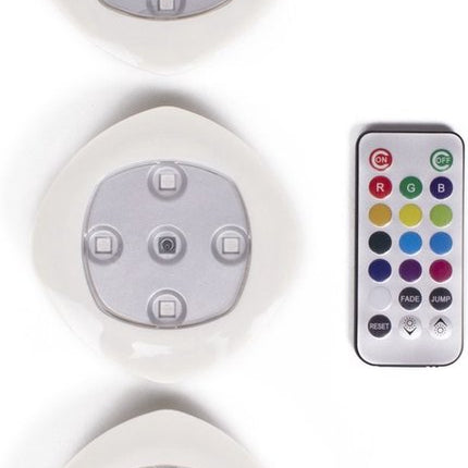 Push button lamp with remote control on batteries, cabinet lighting, stair lighting, night light RGB white, 3 pieces