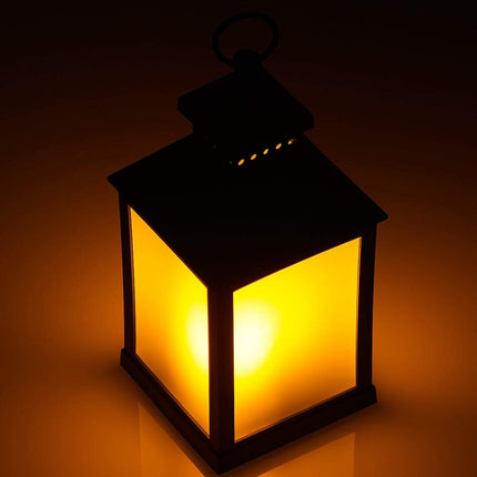 Lantern with LED candle on batteries indoor and outdoor 24 cm flame effect