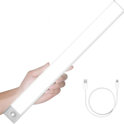 LED Verlichting met Bewegingssensor Oplaadbaar 30CM Kastverlichting Trapverlichting Keukenverlichting Zilver