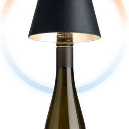 Oplaadbare Flessenlamp Tafellamp Dimbaar Aluminium Waterdicht Zwart